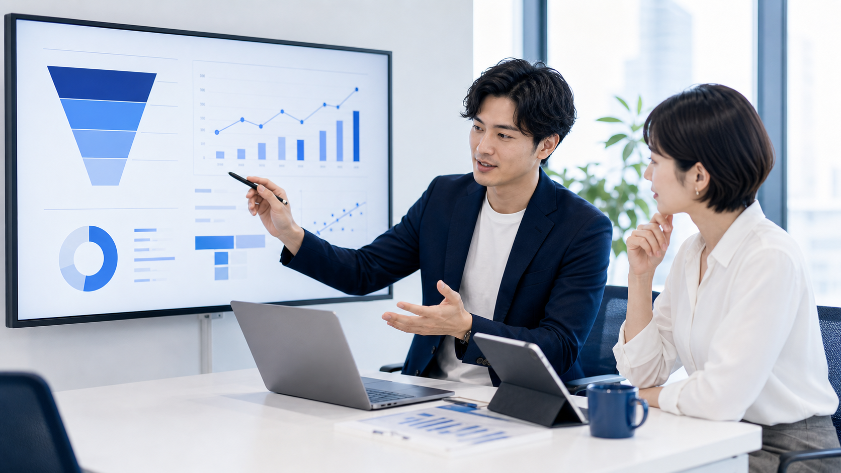 プラン比較資料を表示したノートPC